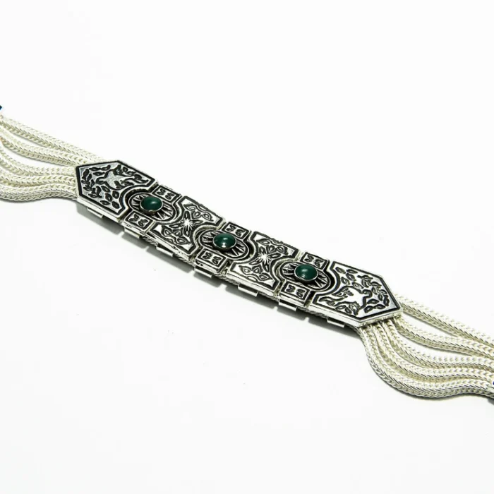 Colier vintage statement din argint cu jad verde - stil oriental - CL250F19H - imagine 6