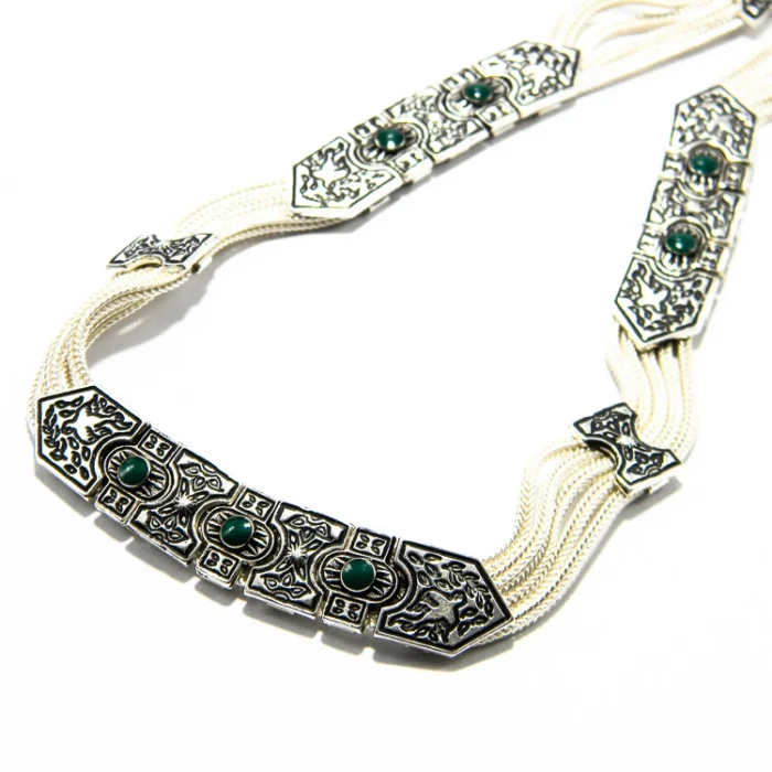 Colier vintage statement din argint cu jad verde - stil oriental - CL250F19H - imagine 4