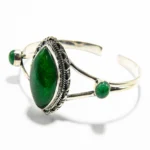 Bratara fixa unicat din argint cu jad verde- stil vintage - B272Y22H - imagine 5