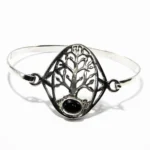 Bratara Copacul vietii din argint cu onix negru