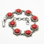 Bratara argint cu coral rosu, stil vintage