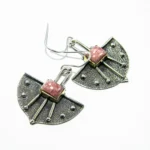 Cercei statement din argint cu rodocrozit natural - desirg Evantai