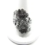 Inel reglabil din argint fara pietre, model floral