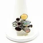 Inel din argint cu Opal Natural de Etiopia su Granate - Unicat - i344Y34H