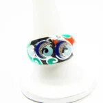 Inel statement din argint emailat multicolor