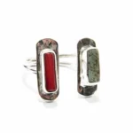 Inel unicat din argint cu turcoaz si coral