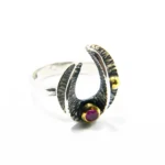 Inel vintage din argint cu rubin de sintaza - stil modernist - i205K81H