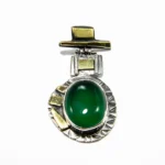 Pandantiv statement din argint cu jad verde - stil modernist - P248Y11H