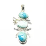Pandantiv unicat din argint cu larimar, design contemporan statement