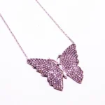 Colier fin Fluture din argint zirconii roz - stil fashion - CL200HM22H - imagine 6