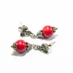 Cercei handmade din argint cu coral natural - Unicat - stil oriental - K120E41B - imagine 4