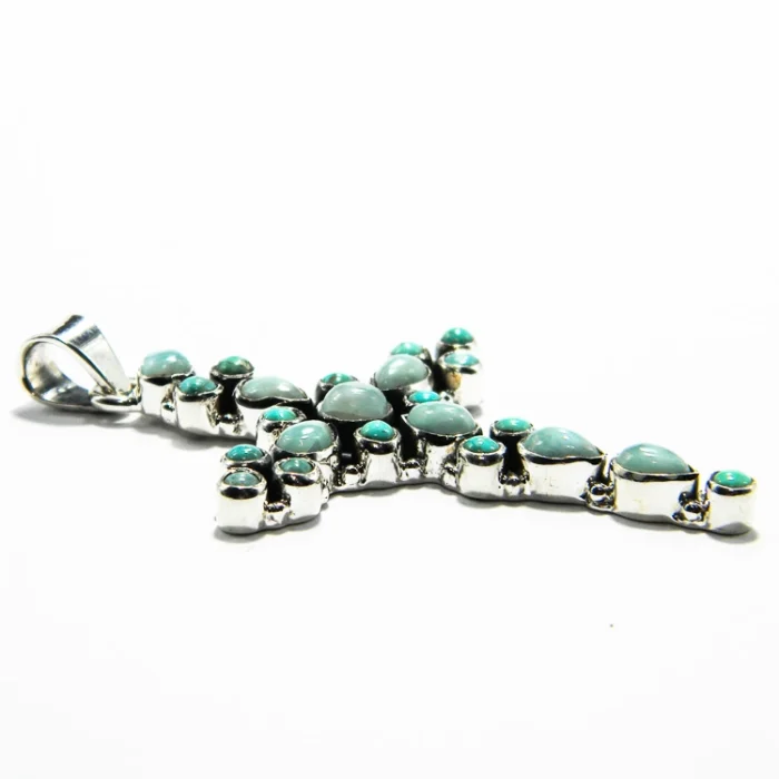 Cruciulita unicat din argint cu larimar - Pandantiv statemet unisex - P284Y23H - imagine 4