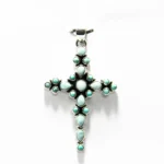 Cruciulita unicat din argint cu larimar - Pandantiv statemet unisex - P284Y23H - imagine 6