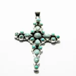 Cruciulita mare din argint cu pietre naturale - Larimar naural