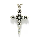 Cruciulita unicat din argint perle albe - Pandantiv statement unisex - P284Y22H - imagine 5