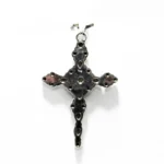 Cruciulita unicat din argint perle albe - Pandantiv statement unisex - P284Y22H - imagine 4