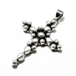 Pandantiv cruciulita unisex din argint cu perle albe