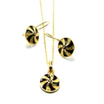 Set din argint aurit cu email negru - stil vintage Art Deco - S250F38H - imagine 2
