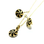 Set din argint aurit cu email negru - stil vintage Art Deco - S250F38H - imagine 3