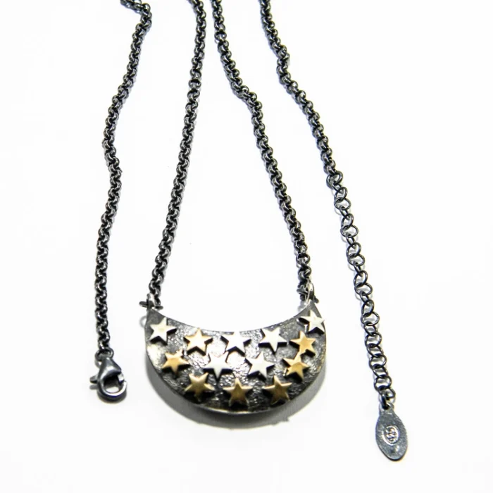 Colier Boho Chic din argint antichizat cu stele