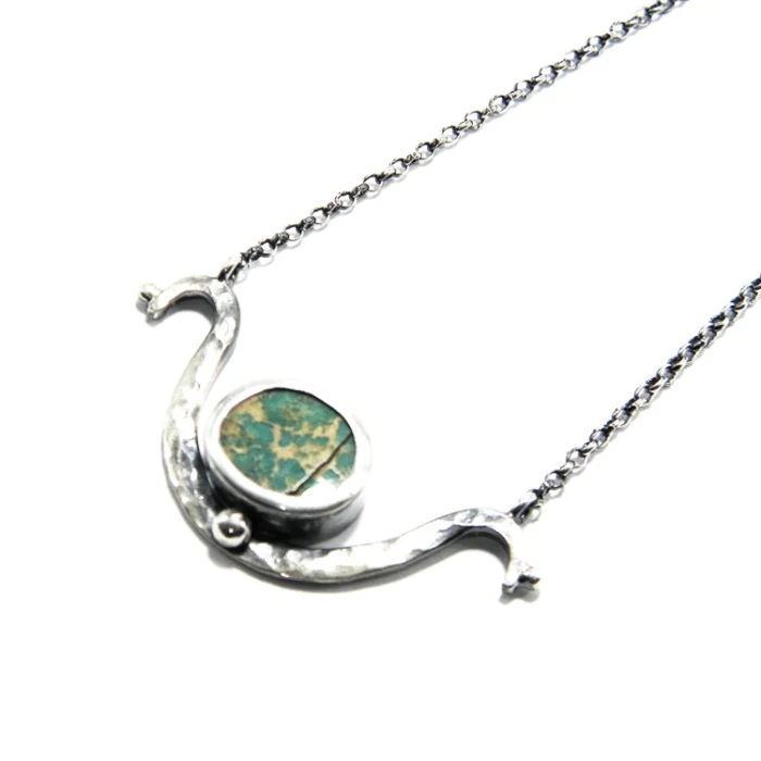 Bijuterii argint cu turcoaz natural - Colier handmade din argint cu turcoaz
