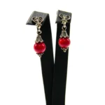 Cercei handmade din argint cu coral rosu