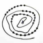Colier lung din argint cu zirconii negre - Dark Elegance - Unicat - CL275F34H