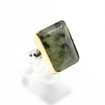 Inel handmade unicat din argint cu prehnit natural - design modernist