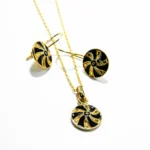 Set din argint aurit cu email negru - stil vintage Art Deco