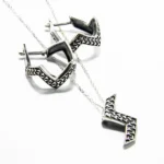 Set modernist din argint fara pietre - design geometric